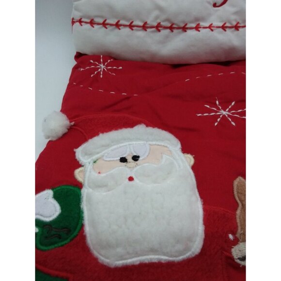 Pottery Barn Kids Anthony Stocking Santa & Rudolph Holiday Christmas Quilted Red - Picture 4 of 11